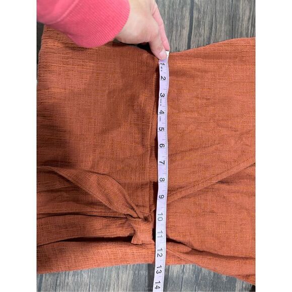 Madewell Texture & Thread Short Sleeve V-Neck Side Tie Wrap Dress Brown Size XS - Picture 12 of 12